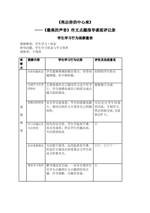 亮出你的中心来_《最美的声音》作文点题指导——观评记录