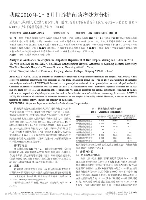 我院2010年1_6月门诊抗菌药物处方分析