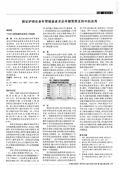 循证护理在老年胃癌患者术后早期营养支持中的应用