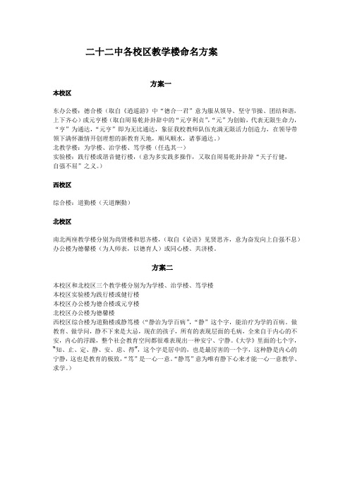 二十二中各校区教学楼命名方案