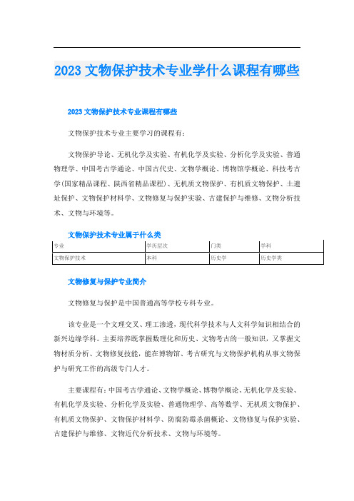 2023文物保护技术专业学什么课程有哪些