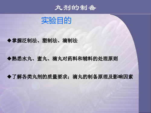 滴制法熟悉水丸蜜丸