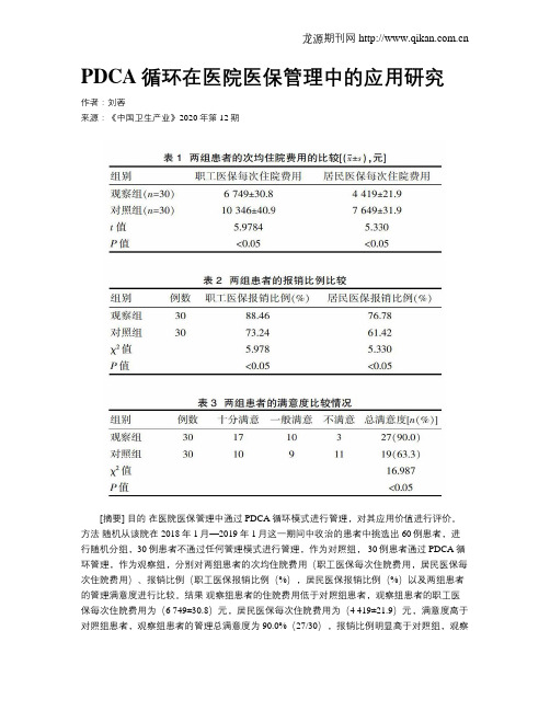 PDCA循环在医院医保管理中的应用研究