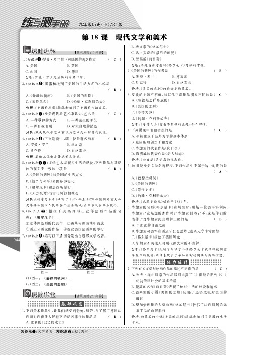 九年级历史下册18现代文学和美术课时作业pdf新人教版20180123227