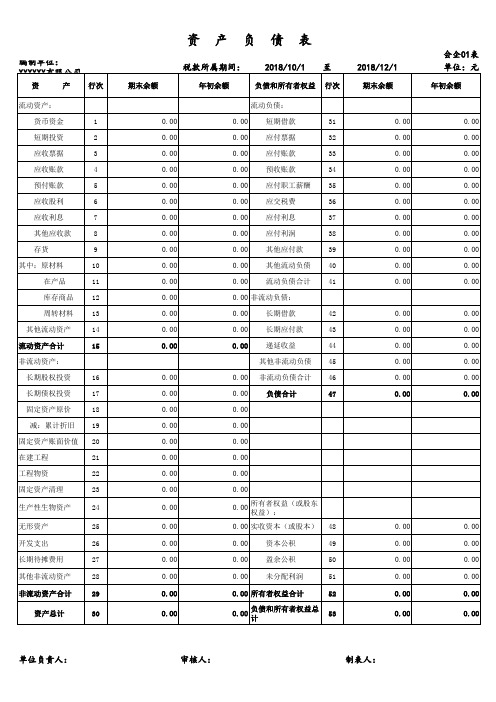 2020最新财务报表--资产负债表自带公式