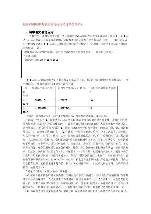 部编版中考语文语言运用精选及答案1