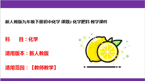 新人教版九年级下册初中化学 课题2 化学肥料 教学课件