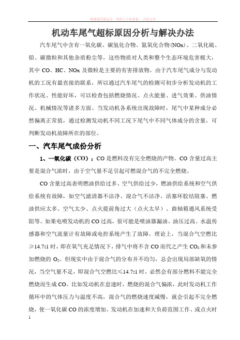 汽车尾气超标原因分析与解决办法