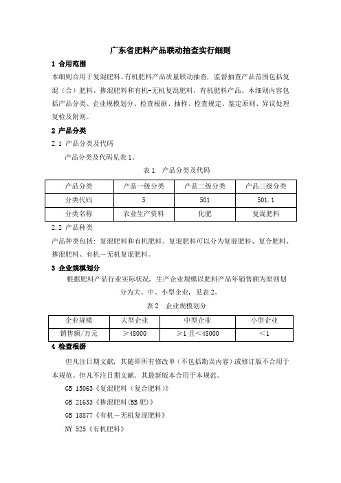 广东省肥料产品联动抽查实施细则