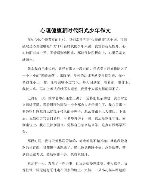 心理健康新时代阳光少年作文