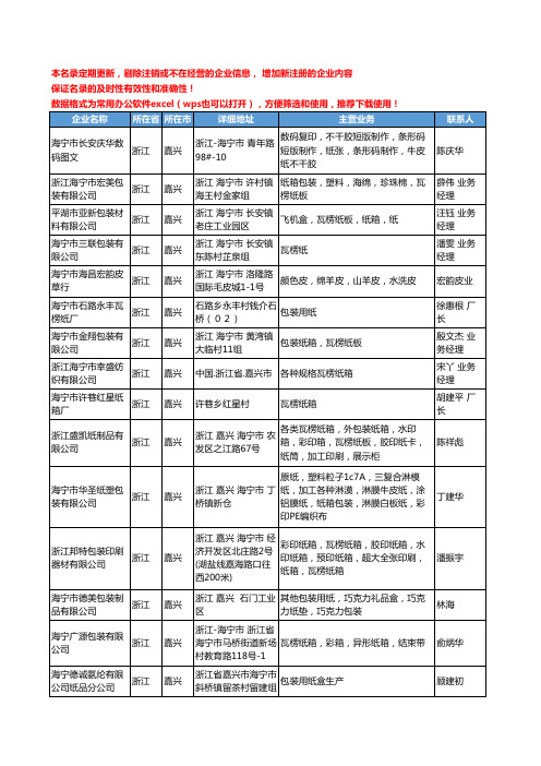 2020新版浙江省嘉兴包装用纸工商企业公司名录名单黄页联系方式大全92家