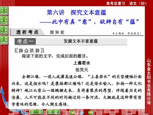 2015届高考语文(新课标,山东专用)一轮复习课件：现代文阅读 第六讲 探究文本意蕴(共102张PPT)