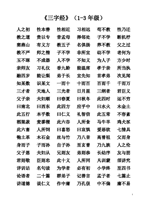 三字经弟子规背诵内容