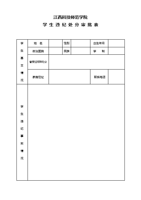 学生违纪处分审批表