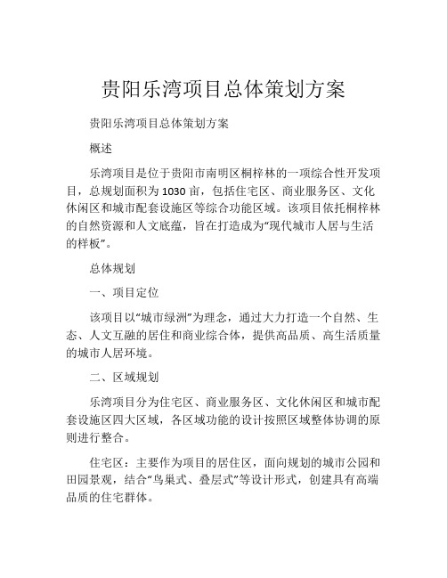 贵阳乐湾项目总体策划方案