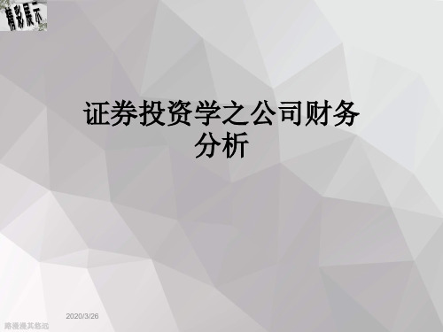 证券投资学之公司财务分析