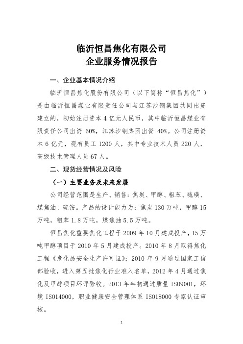 临沂恒昌焦化有限公司企业服务情况报告.pdf