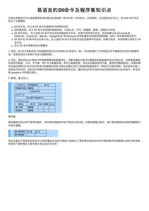 易语言的Dll命令及程序集知识点