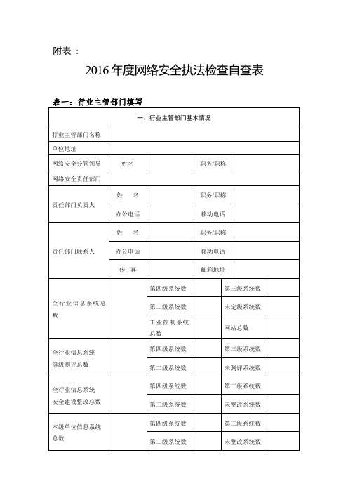 2016年度网络安全执法检查自查表.doc