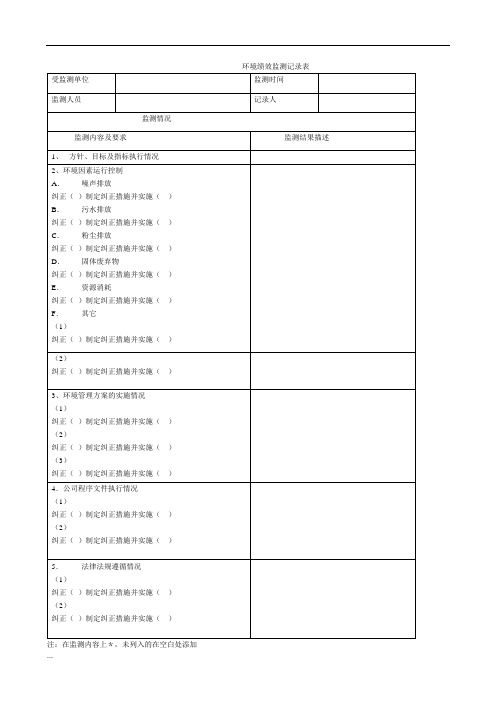 环境绩效监测记录表-精选【新版】