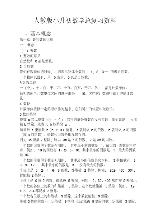 人教版小升初数学总复习资料53页-精品