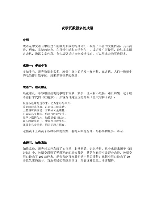 表示页数很多的成语