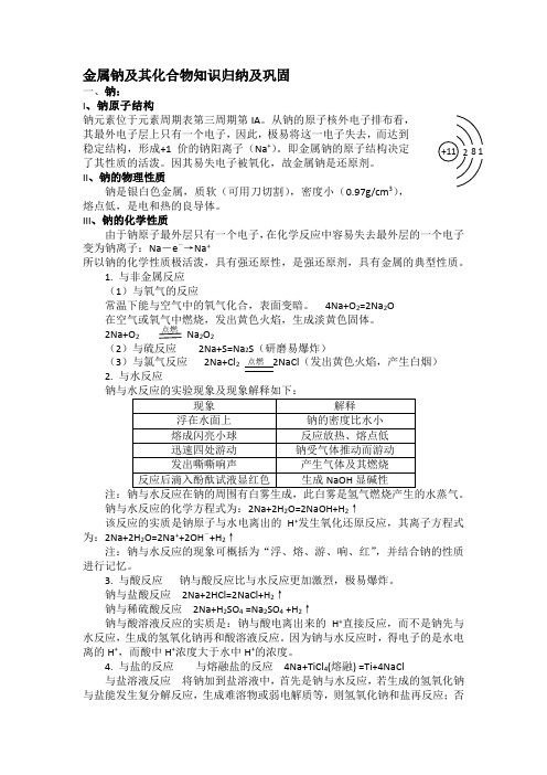 金属钠及其化合物复习之一——钠