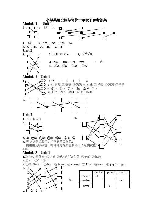 新标准小学英语资源与评价一年级下答案