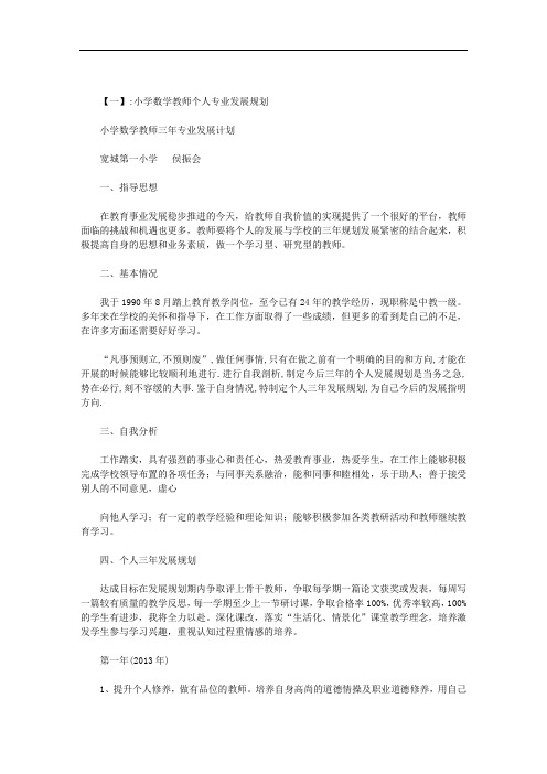 影子教师小学数学个人专业发展规划