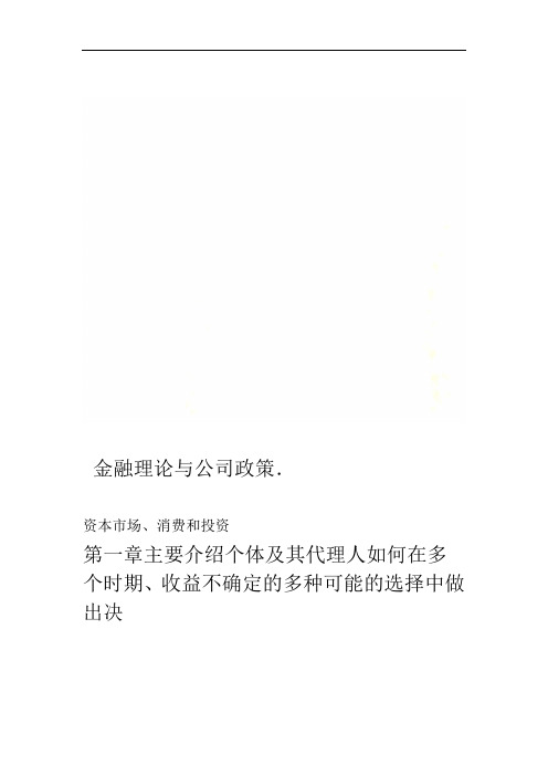 金融理论与公司政策