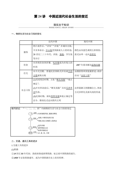 【人教版】2020高考历史一轮复习：必修2_第八单元近代中国经济与近现代社会生活的变迁_第24讲_含答案