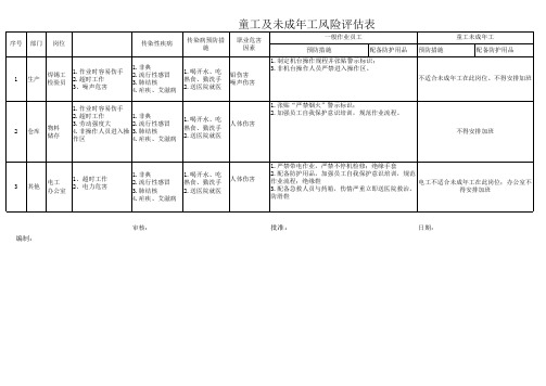 BSCI未成年工风险评估表