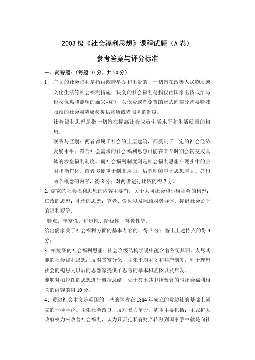 社会福利思想A答案