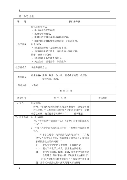 苏教版小学科学四年级下册科学第2单元 单元 教案