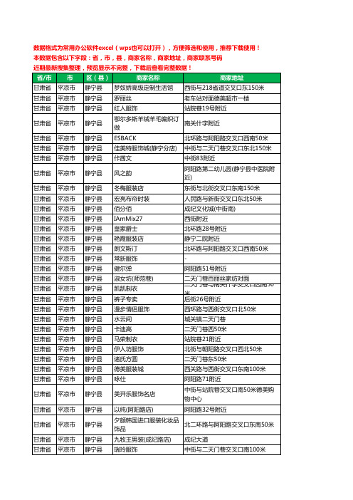 2020新版甘肃省平凉市静宁县服装工商企业公司商家名录名单黄页联系电话号码地址大全103家