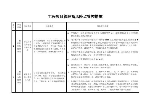 工程项目管理高风险点管控措施[管理资料]