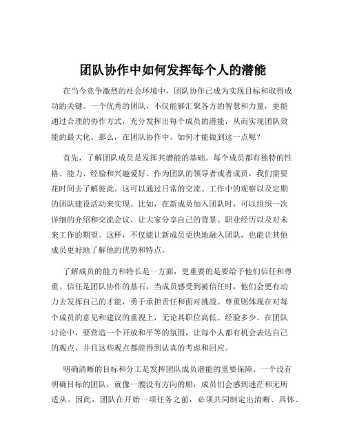 团队协作中如何发挥每个人的潜能