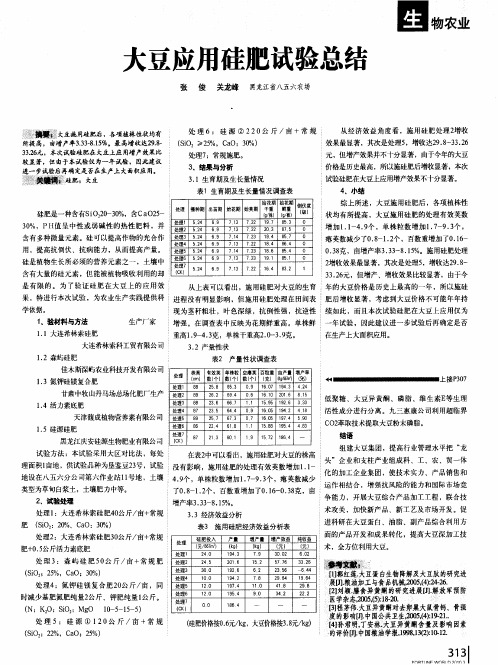 大豆应用硅肥试验总结