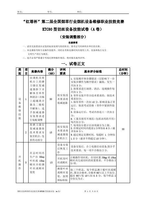 红塔杯第二届全国烟草行业烟机设备维修职业技能竞赛
