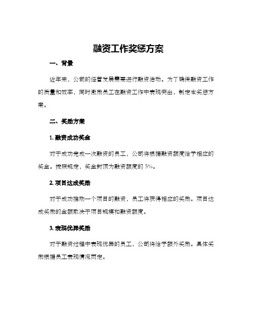 融资工作奖惩方案