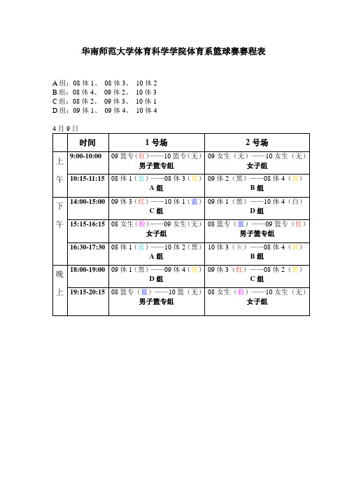 体育系篮球赛赛程表