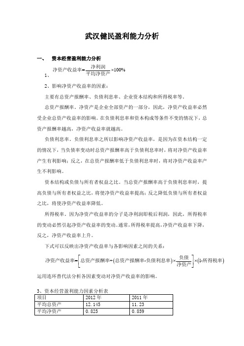 健民偿债能力分析