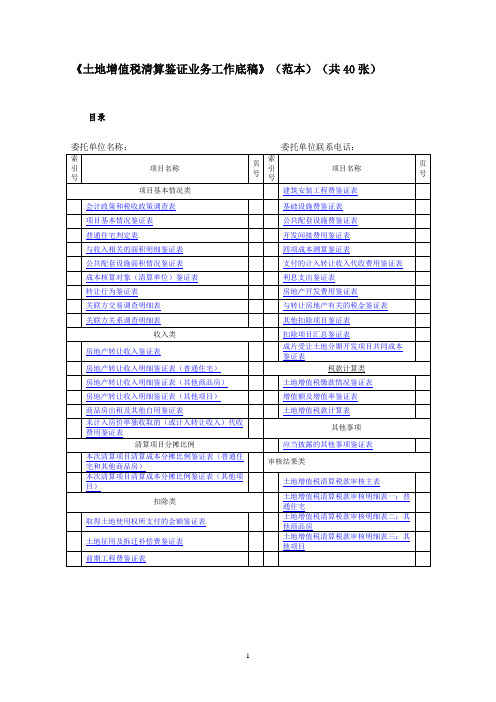 土地增值税清算鉴证业务工作底稿