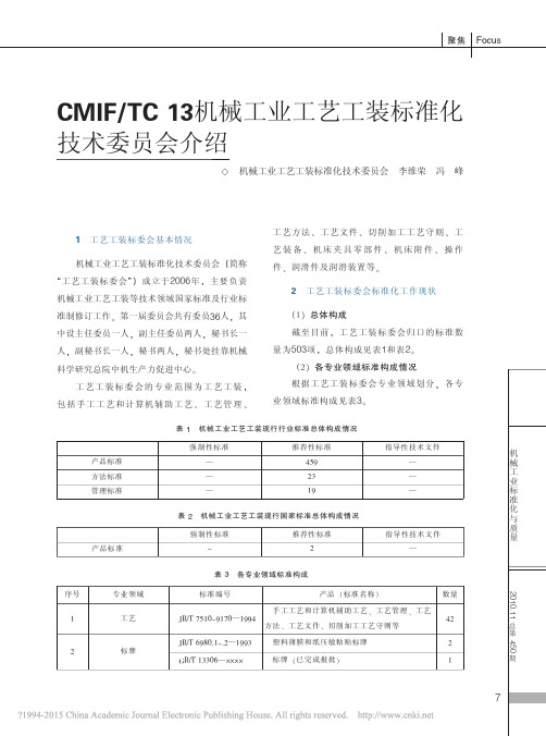 CMIF_TC13机械工业工艺工装标准化技术委员会介绍_李维荣