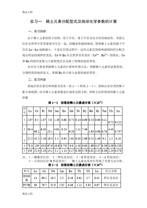 (整理)稀土元素分配型式及地球化学参数的计算