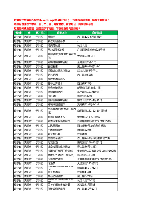 2020新版辽宁省沈阳市于洪区酒水批发工商企业公司商家名录名单联系电话号码地址大全433家