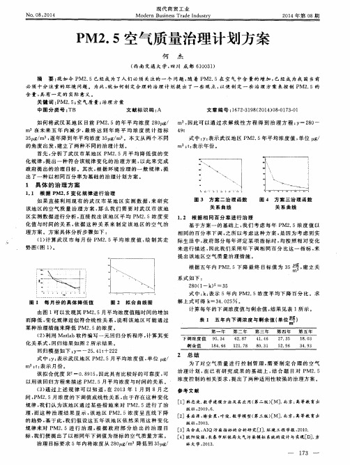 PM2.5空气质量治理计划方案