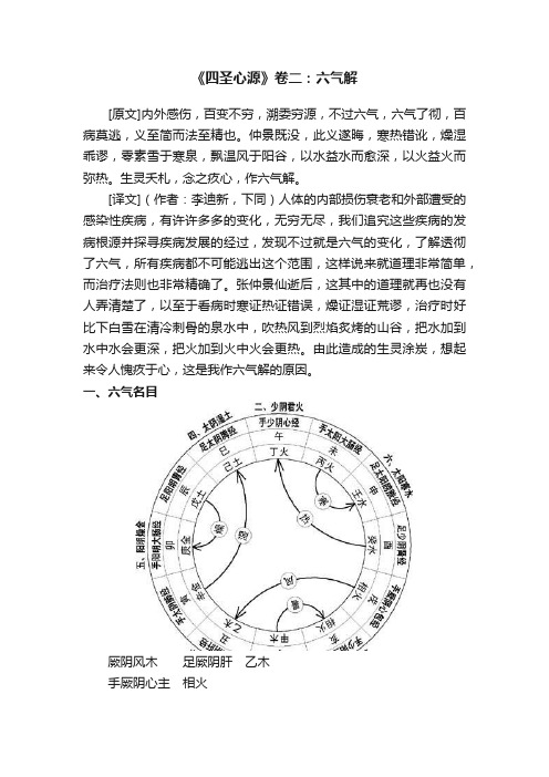 《四圣心源》卷二：六气解