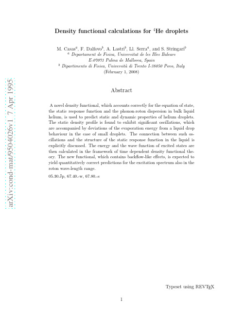 Density functional calculations for 4He droplets