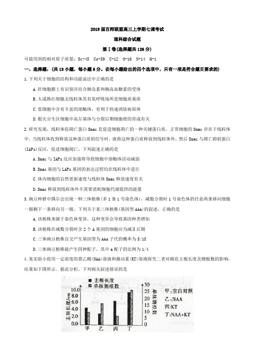 2019届百师联盟高三上学期七调考试理科综合试题